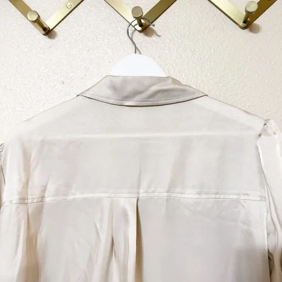 Cinq A Sept Holly Satin Pocket Puff Short Sleeve Ruffle Ivory Jacket size small - Picture 6 of 9